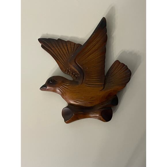 Vintage Cuckoo Clock Topper Carved Wood Bird Black Forest Theme - Picture 1 of 2